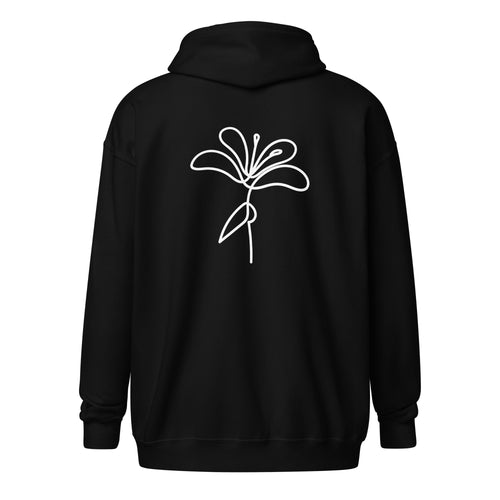 Flow Zip Hoodie, zwart, achterkant met line-art print