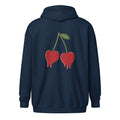 Cherry Drip Zip Hoodie, navy, achterkant met cherry-drip print