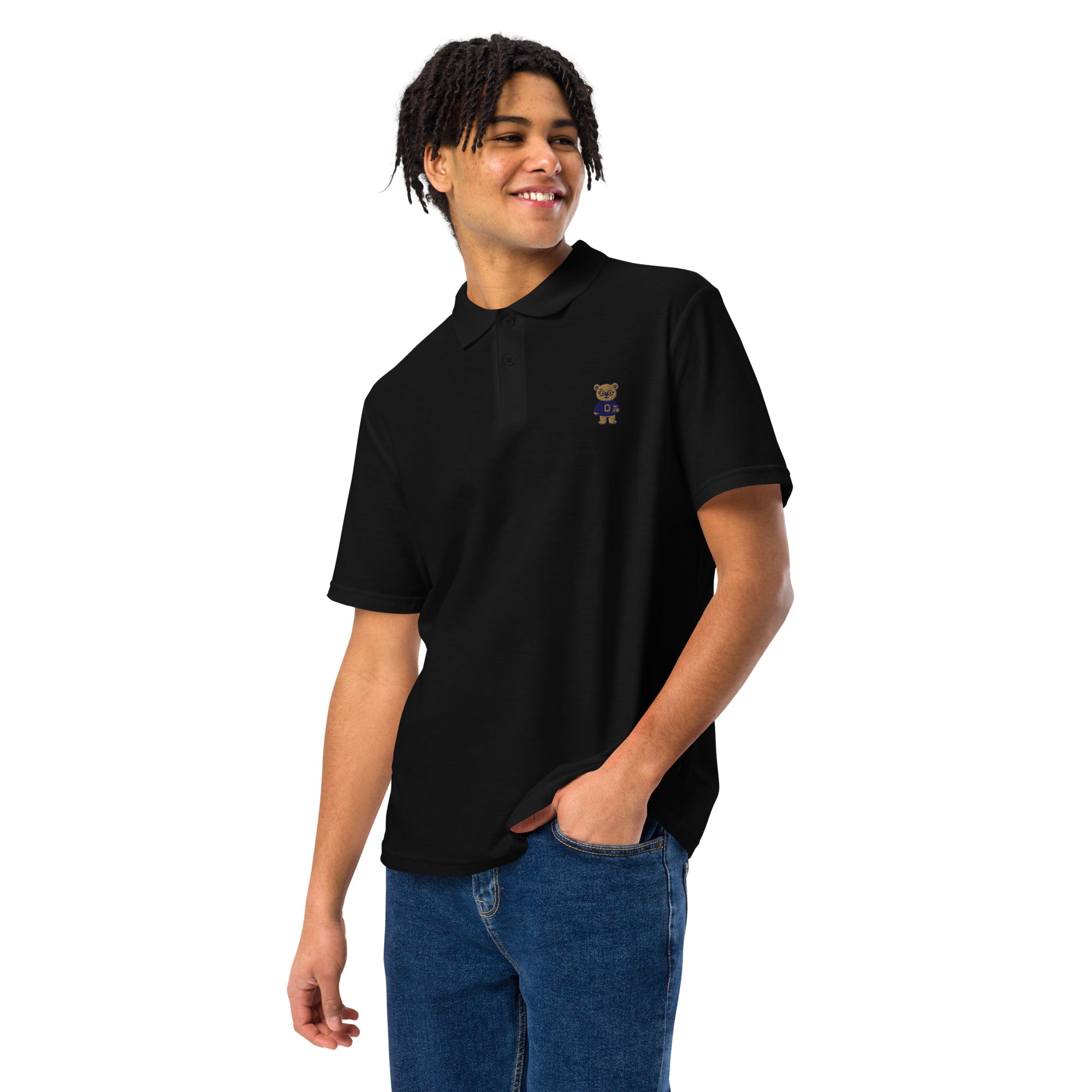 Money Bear Polo, zwart, voorkant