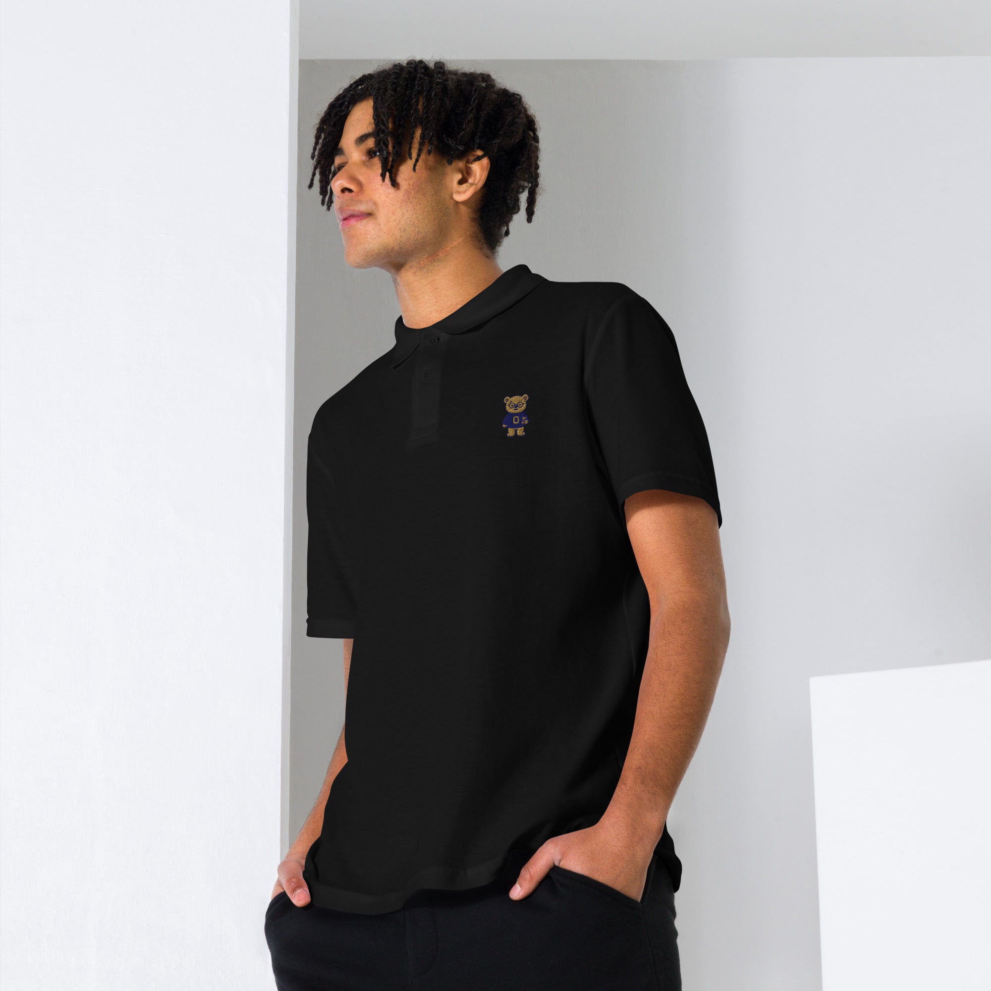 Money Bear Polo, zwart, voorkant