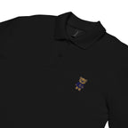 Money Bear Polo, zwart, detail van de piqué-stof