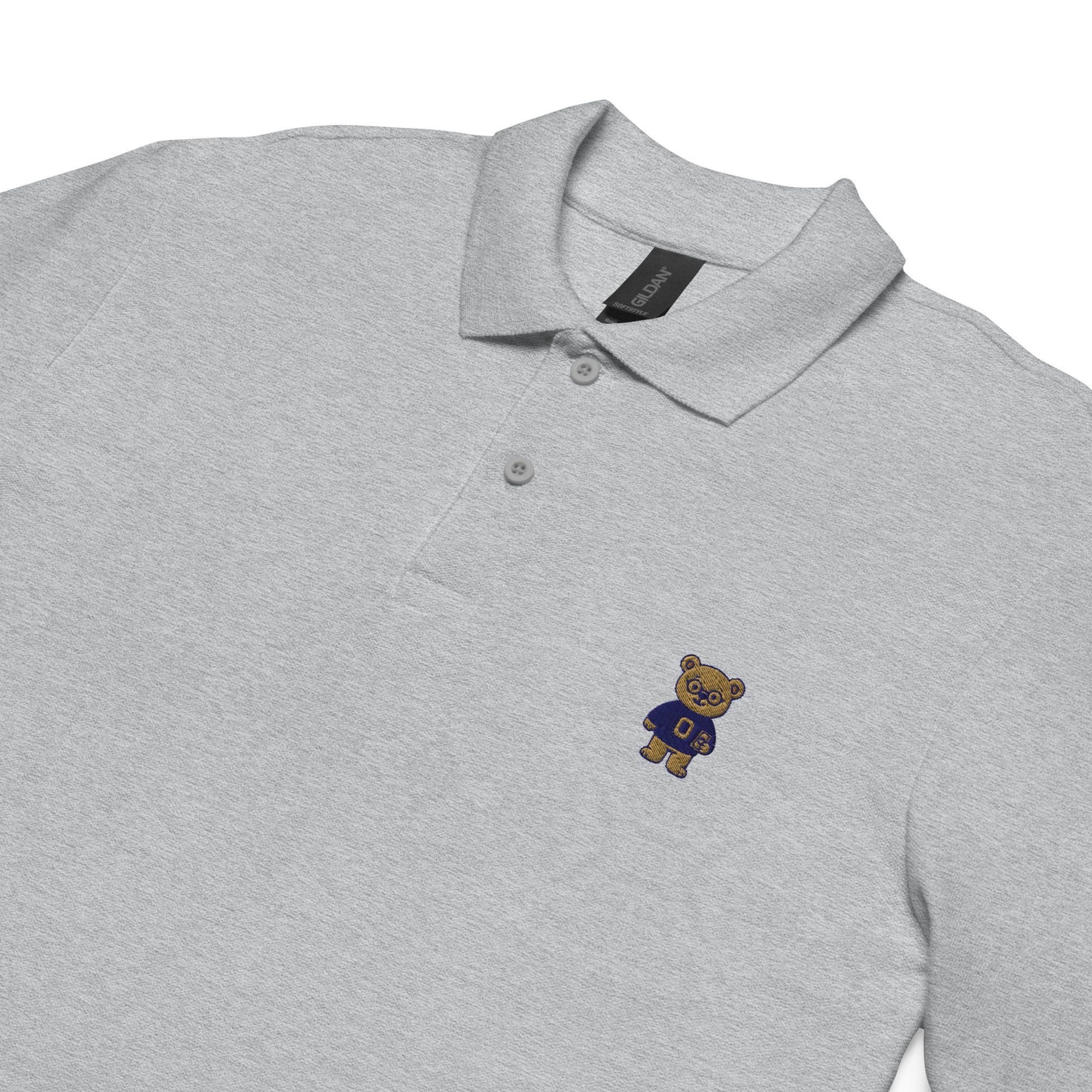 Money Bear Polo, sport grey, detail van de piqué-stof